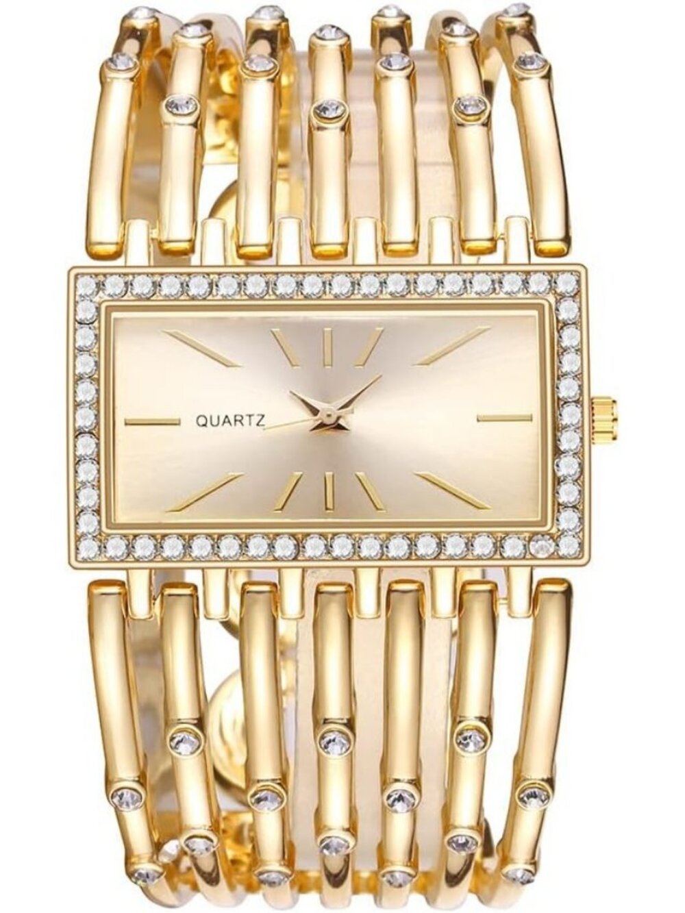 Women's Gold Luxury Rectangular Case Analog Quartz Fashion Dress Wrist Watch